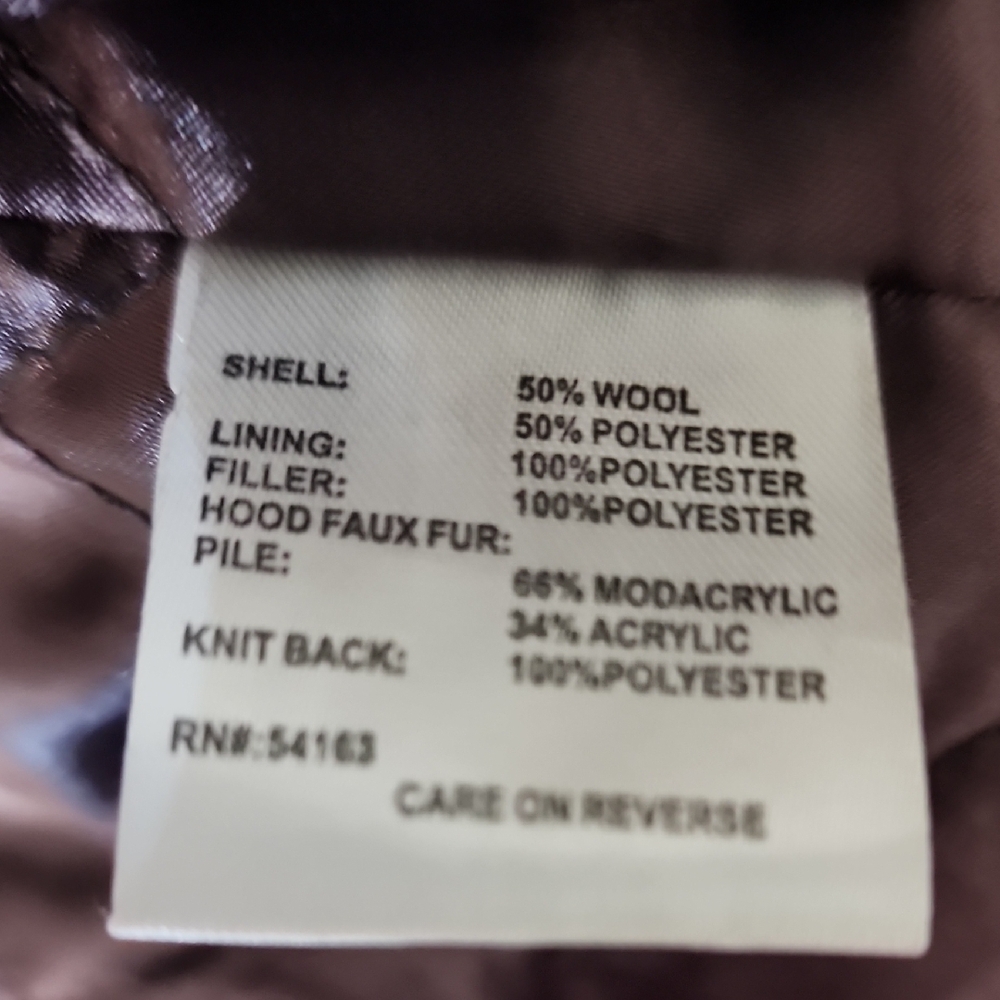 Calvin Klein Blue Wool Blend Coat Faux Fur Hood Winter Jacket - Picture 11 of 11